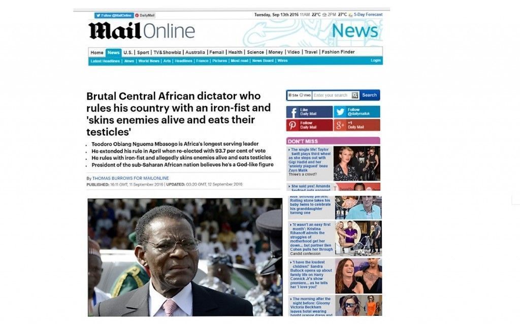 El periódico británico Daily Mail supera los límites de la ética periodística al llamar “caníbal” al Presidente de Guinea Ecuatorial