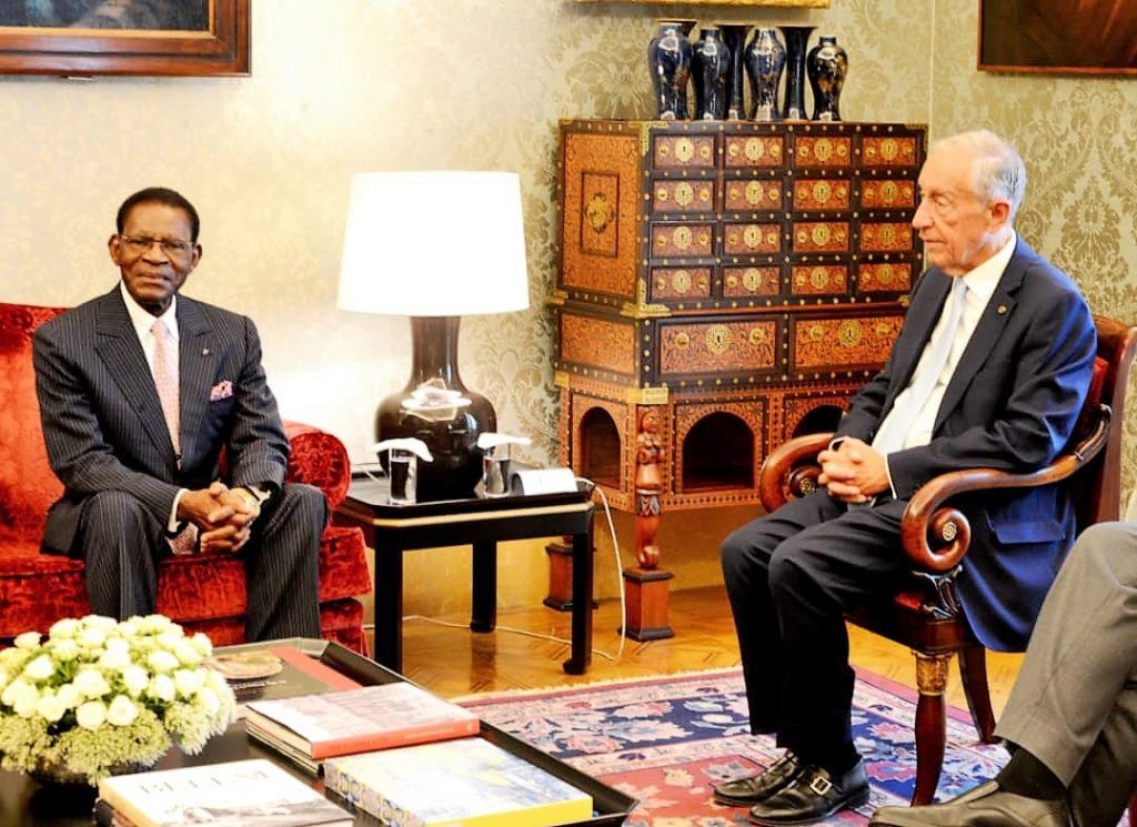 El Presidente de Portugal recibe a S. E. Obiang Nguema Mbasogo en el Palacio Presidencial de Belém.