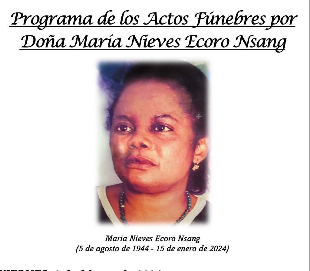 Programa de los Actos Fúnebres por Doña María Nieves Ecoro Nsang